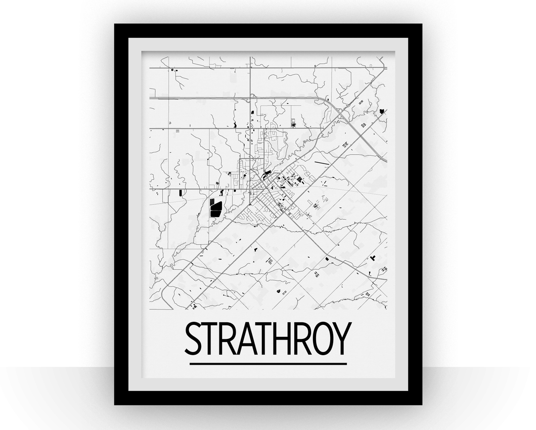 Strathroy ON Map Poster - Ontario Map Print - Art Deco Series
