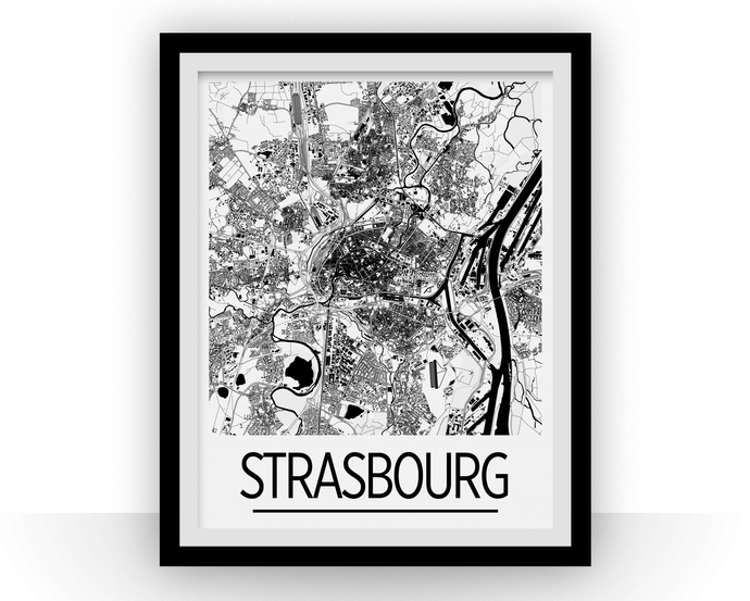 Strasbourg Map Poster - france Map Print - Art Deco Series