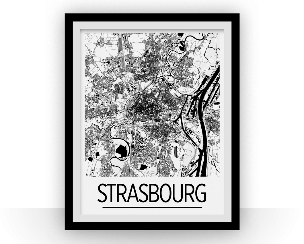 Strasbourg Map Poster - france Map Print - Art Deco Series