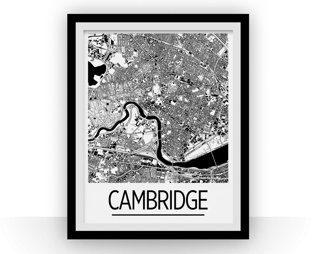 Cambridge MA Map Poster - Massachussetts Map Print - Art Deco Series