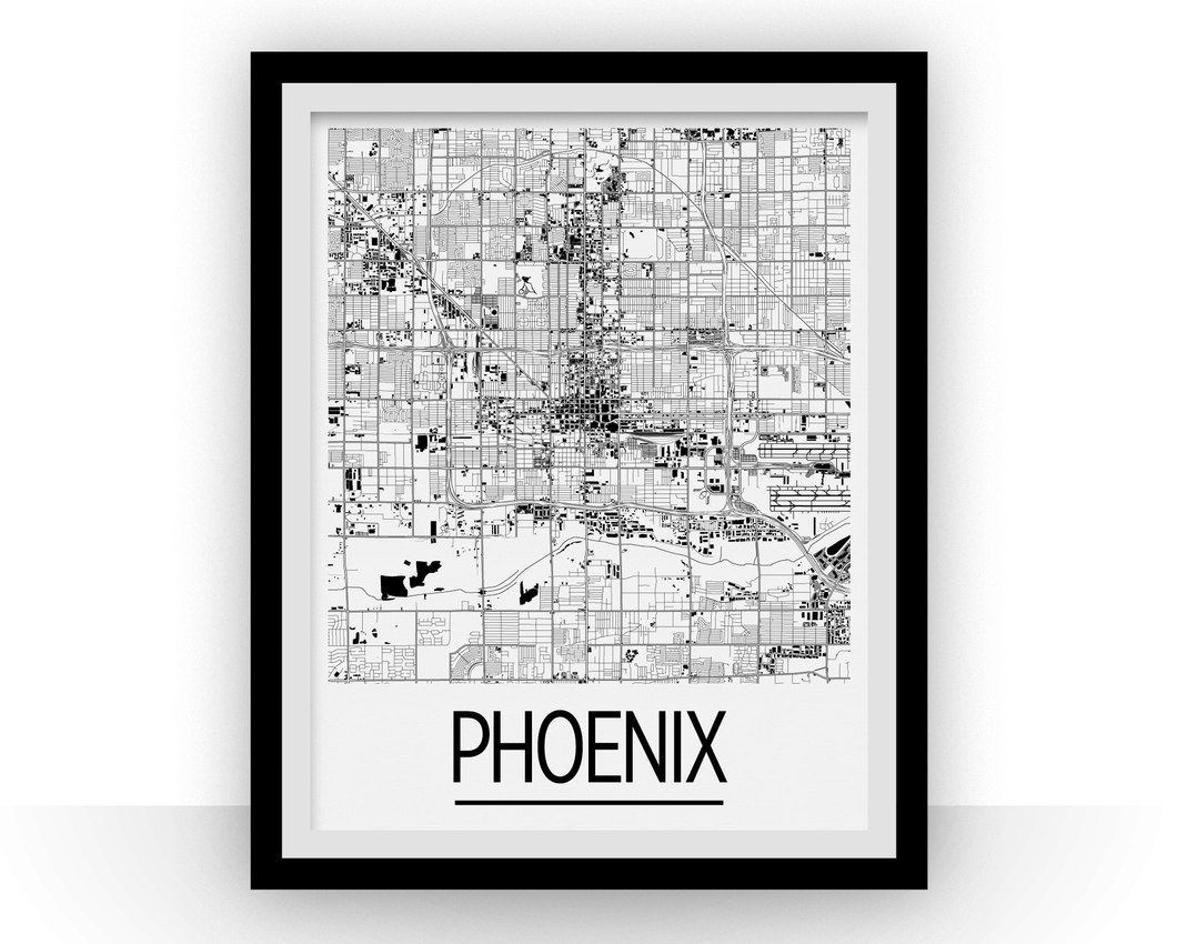 Phoenix Map Poster - usa Map Print - Art Deco Series