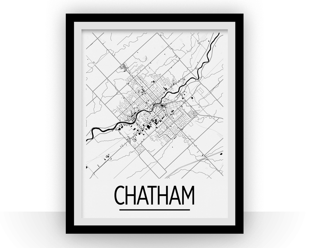 Chatham-Kent Map Poster - Ontario Map Print - Art Deco Series