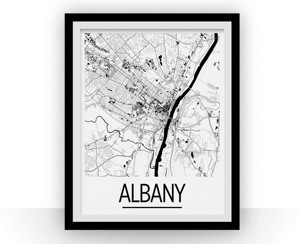 Albany Map Poster - usa Map Print - Art Deco Series