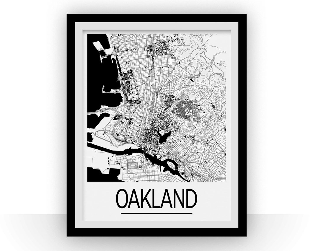 Oakland Map Poster - usa Map Print - Art Deco Series