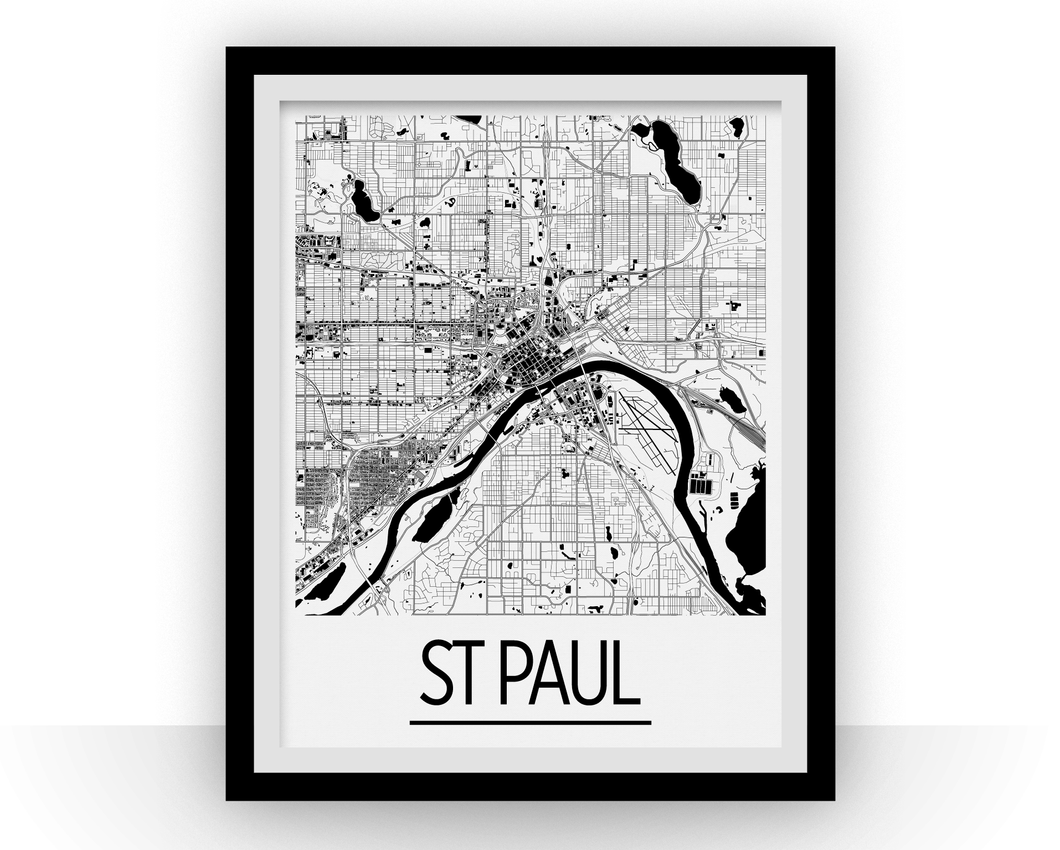St Paul Map Poster - usa Map Print - Art Deco Series