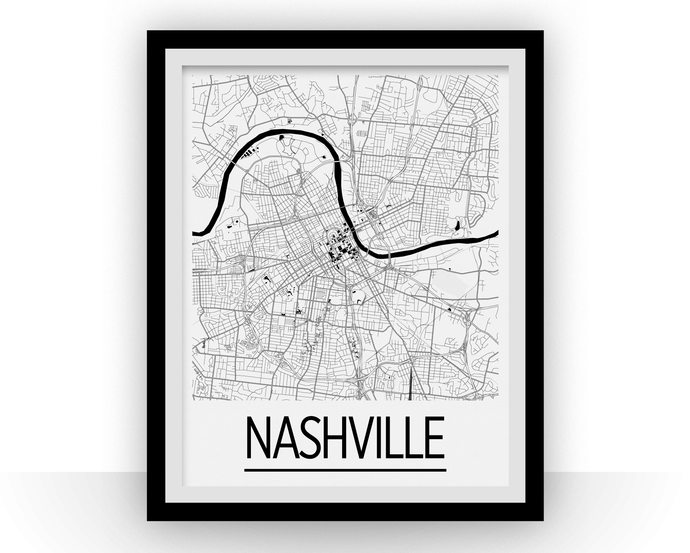 Nashville Map Poster - usa Map Print - Art Deco Series