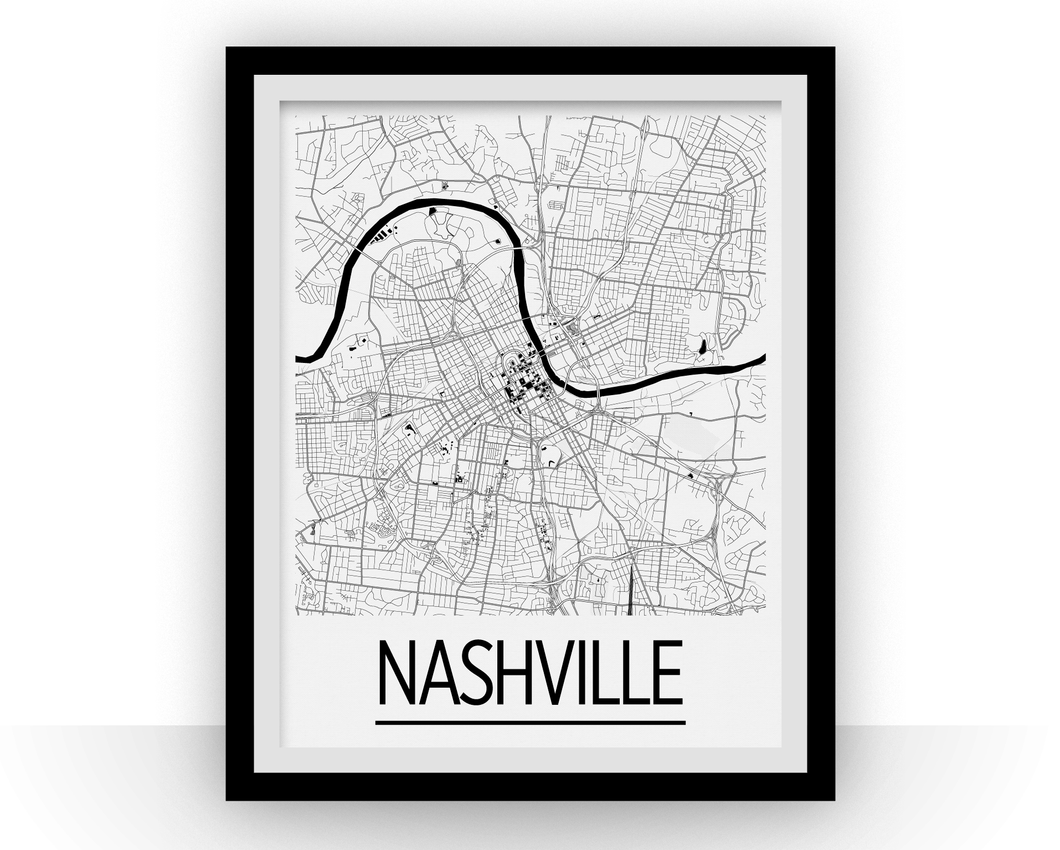 Nashville Map Poster - usa Map Print - Art Deco Series