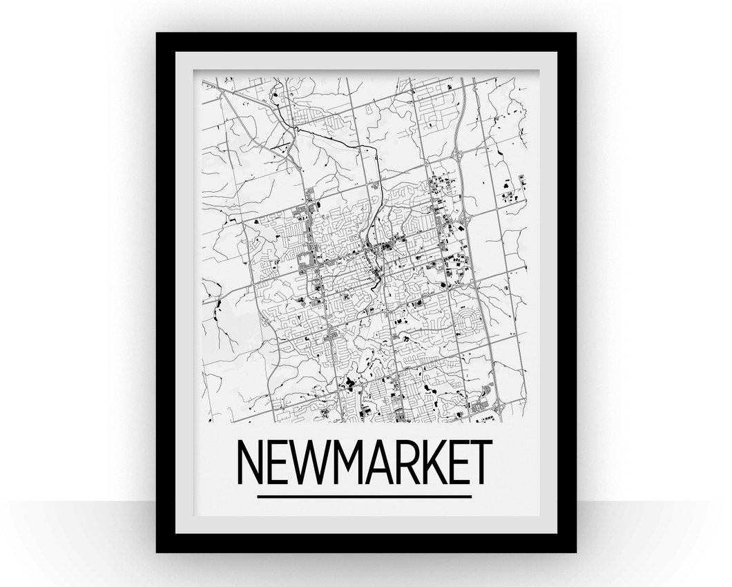 Affiche cartographique de Newmarket Ontario - Style Art Déco