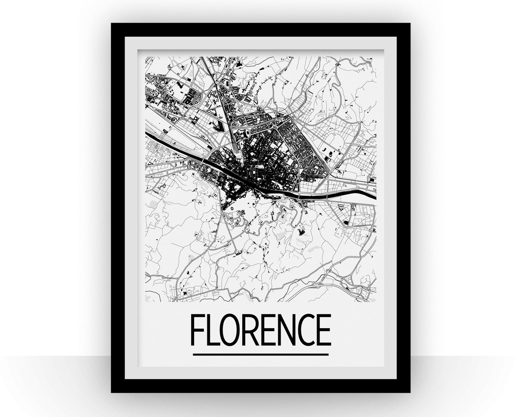 Florence Map Poster - italy Map Print - Art Deco Series