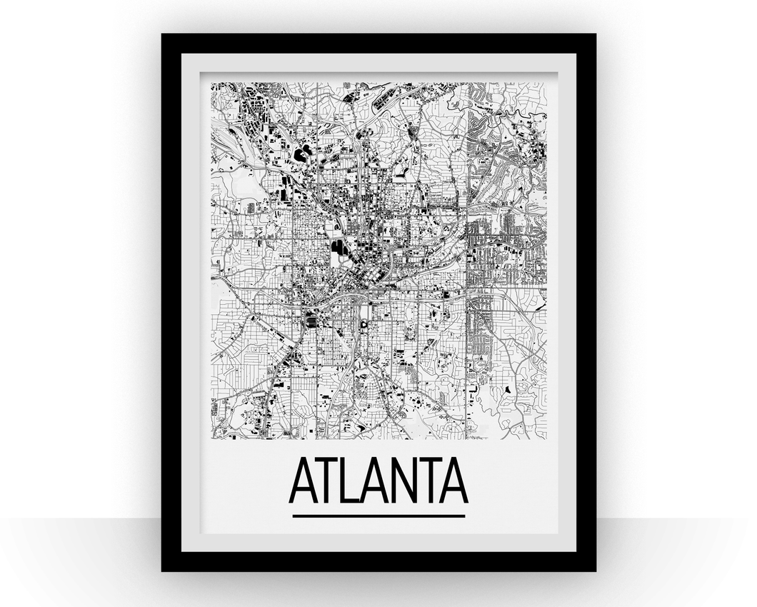 Atlanta Map Poster - usa Map Print - Art Deco Series