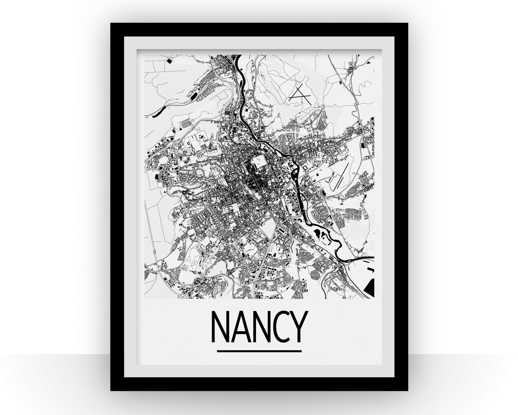 Nancy Map Poster - Lorraine Map Print - Art Deco Series