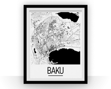 Load image into Gallery viewer, Baku Map Poster - azerbaijan Map Print - Art Deco Series
