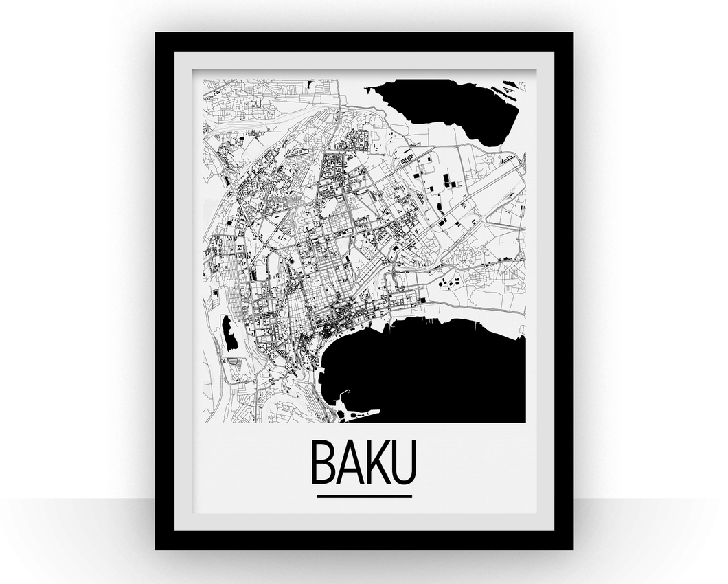 Baku Map Poster - azerbaijan Map Print - Art Deco Series