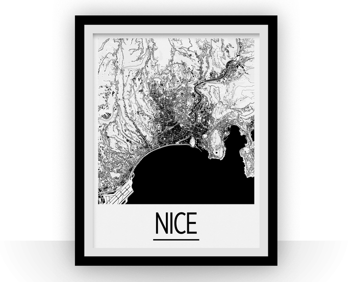 Nice Map Poster - france Map Print - Art Deco Series