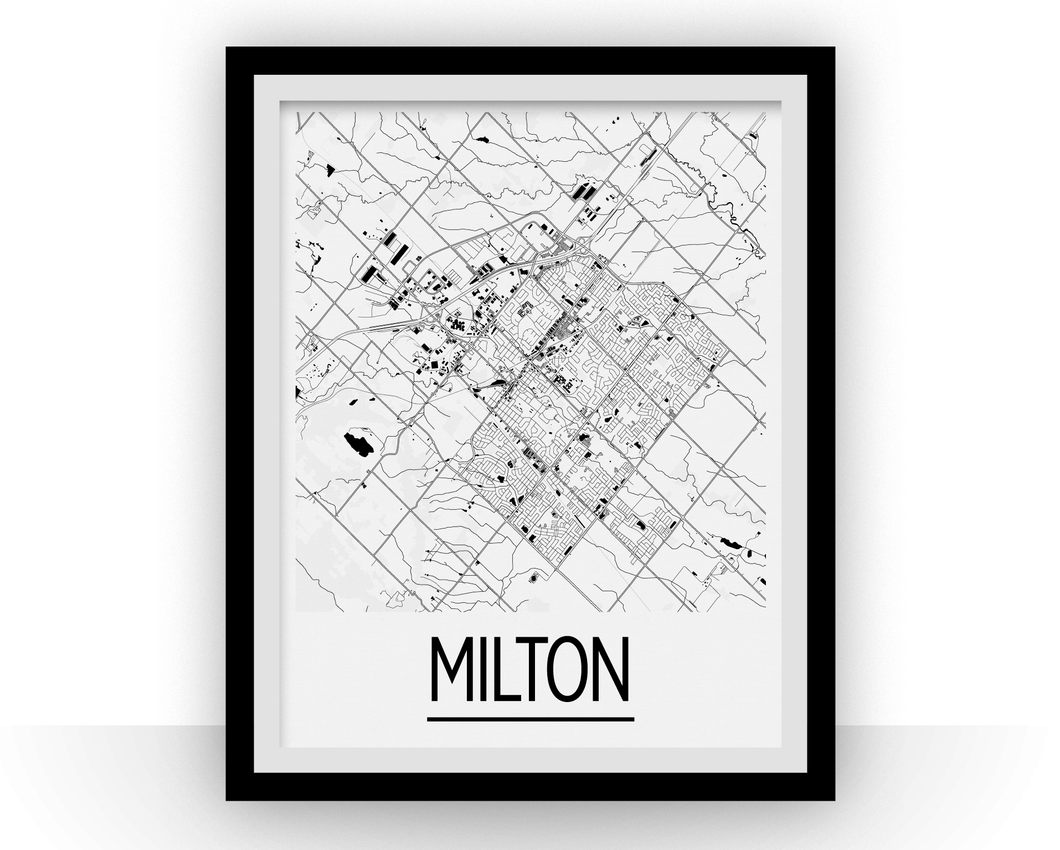 Milton Ontario Map Poster - Ontario Map Print - Art Deco Series