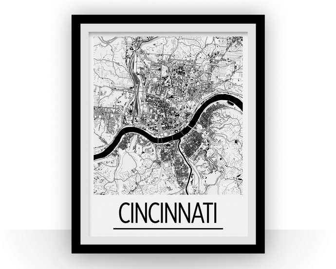 Cincinnati Map Poster - usa Map Print - Art Deco Series