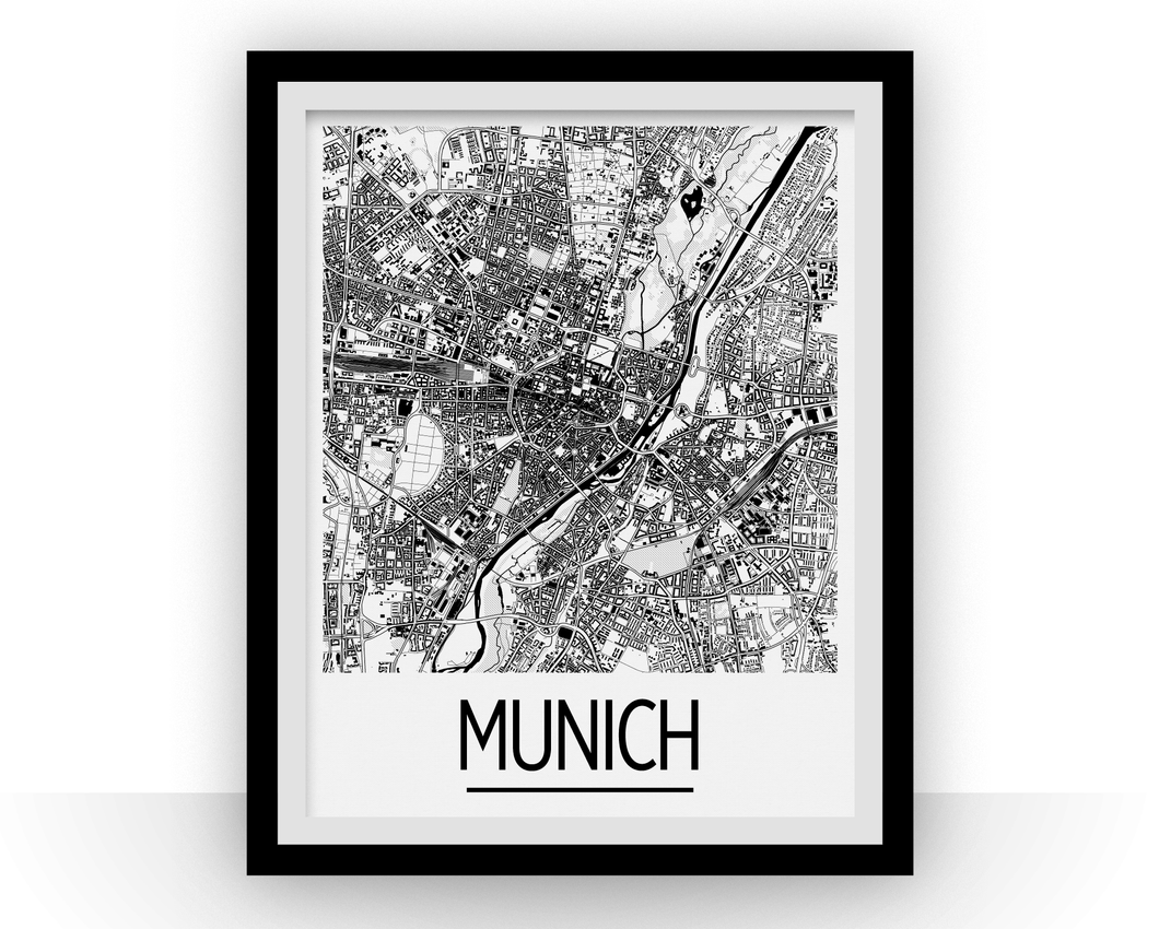 Munich Map Poster - germany Map Print - Art Deco Series