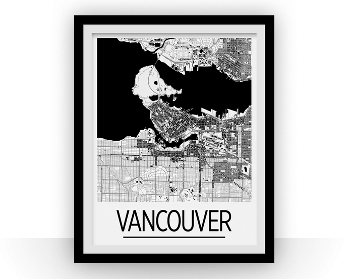 Vancouver Map Poster - canada Map Print - Art Deco Series