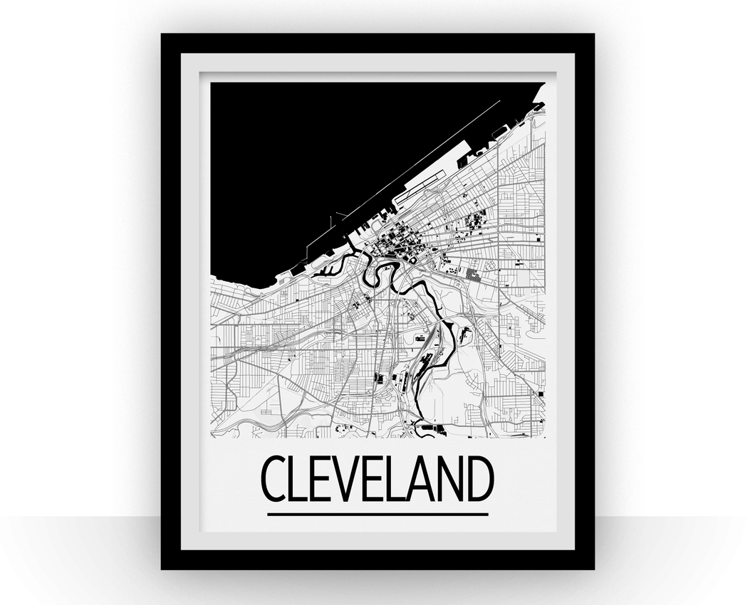 Cleveland Map Poster - usa Map Print - Art Deco Series