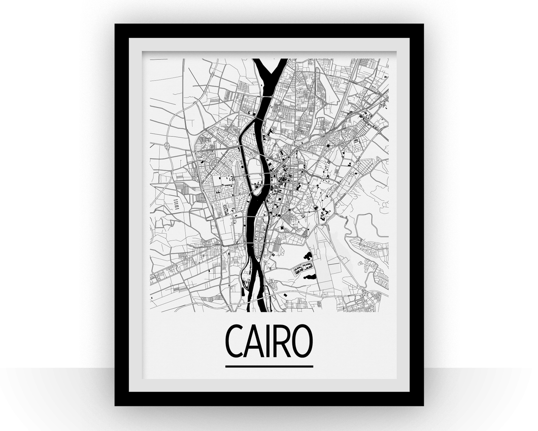 Cairo Map Poster - egypt Map Print - Art Deco Series