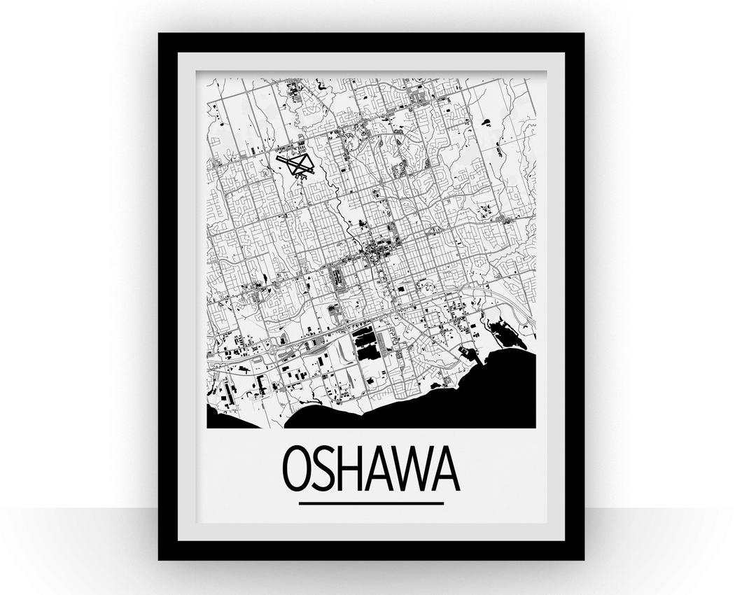 Affiche cartographique de Oshawa Ontario - Style Art Déco