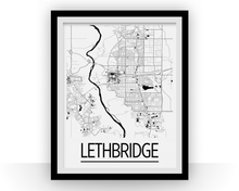 Load image into Gallery viewer, Lethbridge Alberta Map Poster - Alberta Map Print - Art Deco Series
