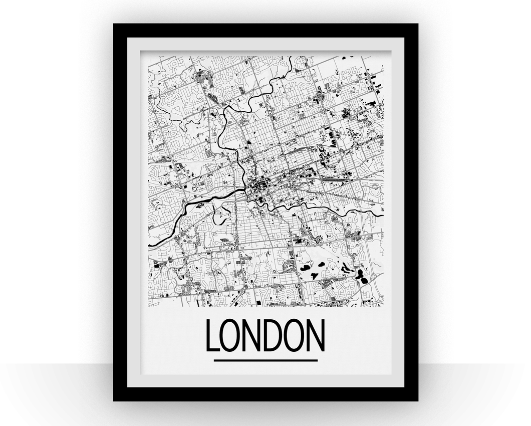 Affiche cartographique de London Ontario - Style Art Déco