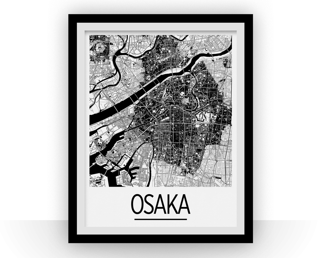 Osaka Map Poster - japan Map Print - Art Deco Series