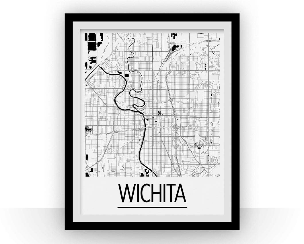 Wichita Map Poster - usa Map Print - Art Deco Series