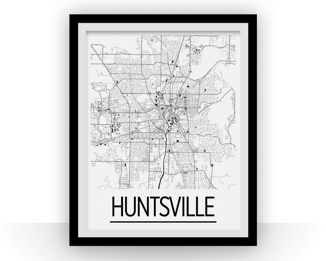 Huntsville Map Poster - usa Map Print - Art Deco Series