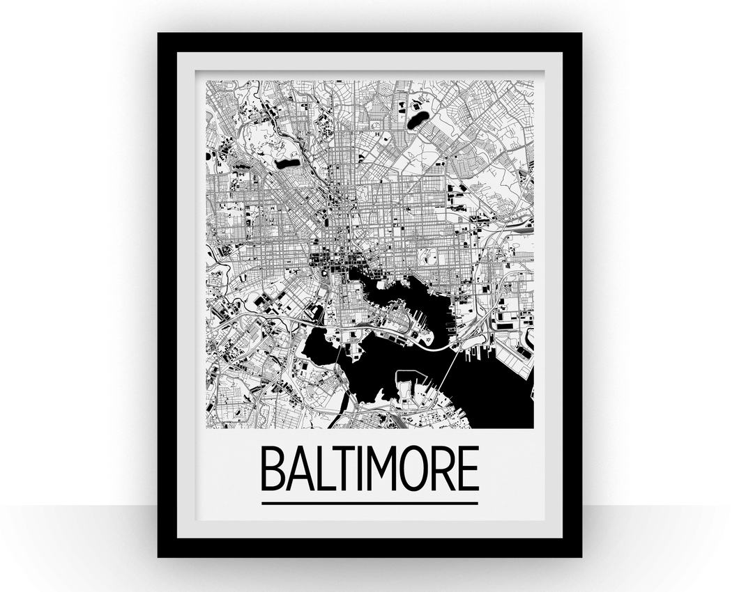 Baltimore Map Poster - usa Map Print - Art Deco Series