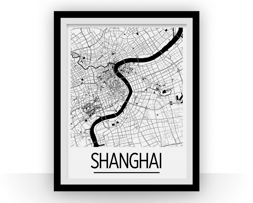 Shanghai Map Poster - china Map Print - Art Deco Series