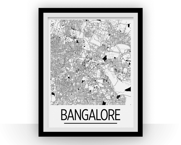 Bangalore Map Poster - india Map Print - Art Deco Series