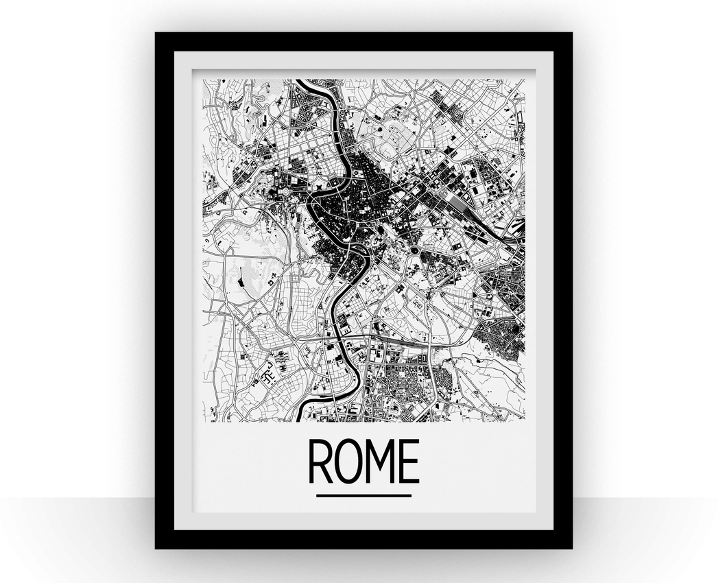 Rome Map Poster - italy Map Print - Art Deco Series