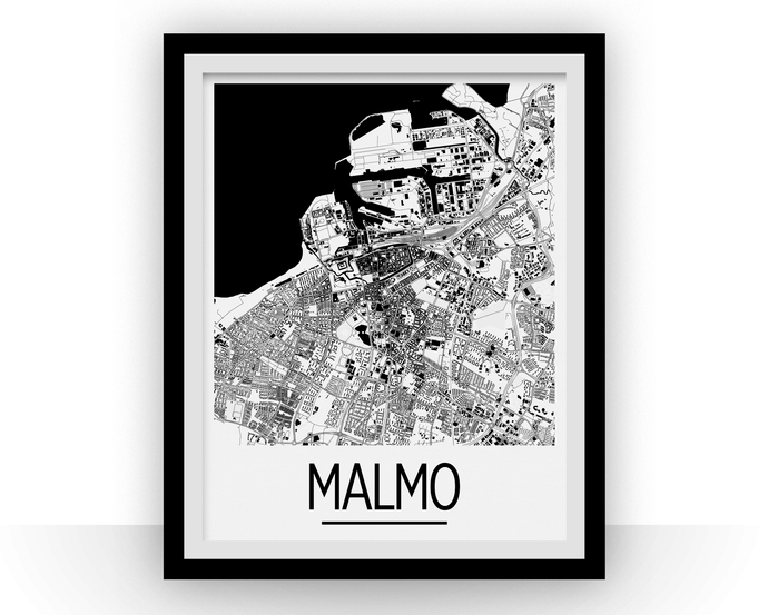 Malmo Map Poster - sweden Map Print - Art Deco Series