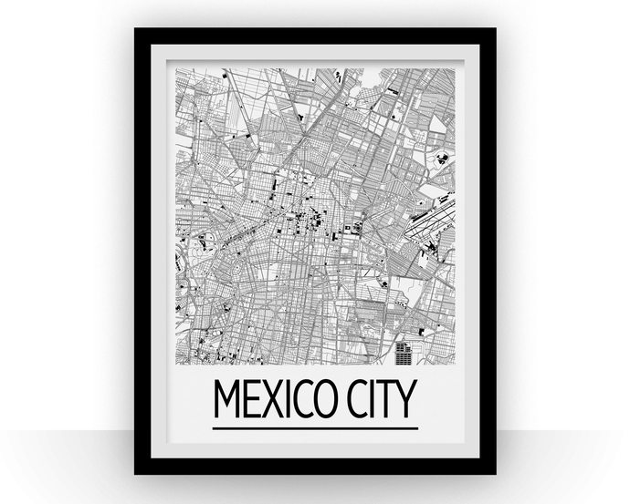 Mexico City Map Poster - mexico Map Print - Art Deco Series