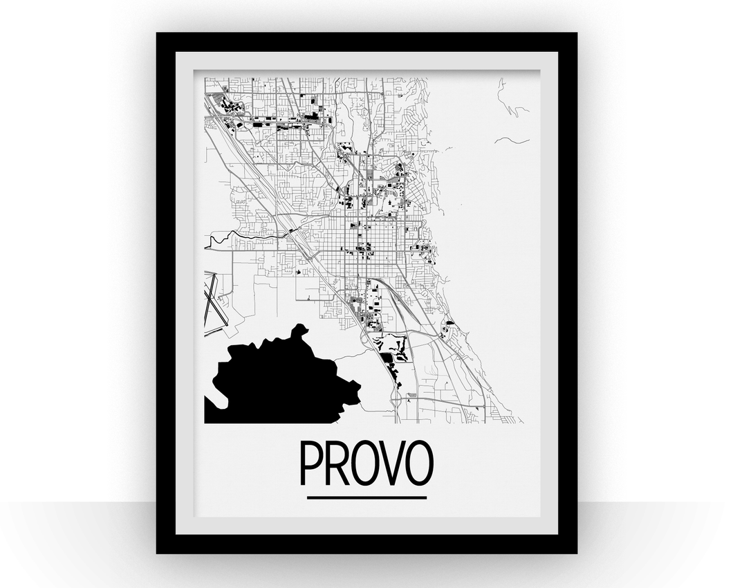 Provo UT Map Poster - Utah Map Print - Art Deco Series