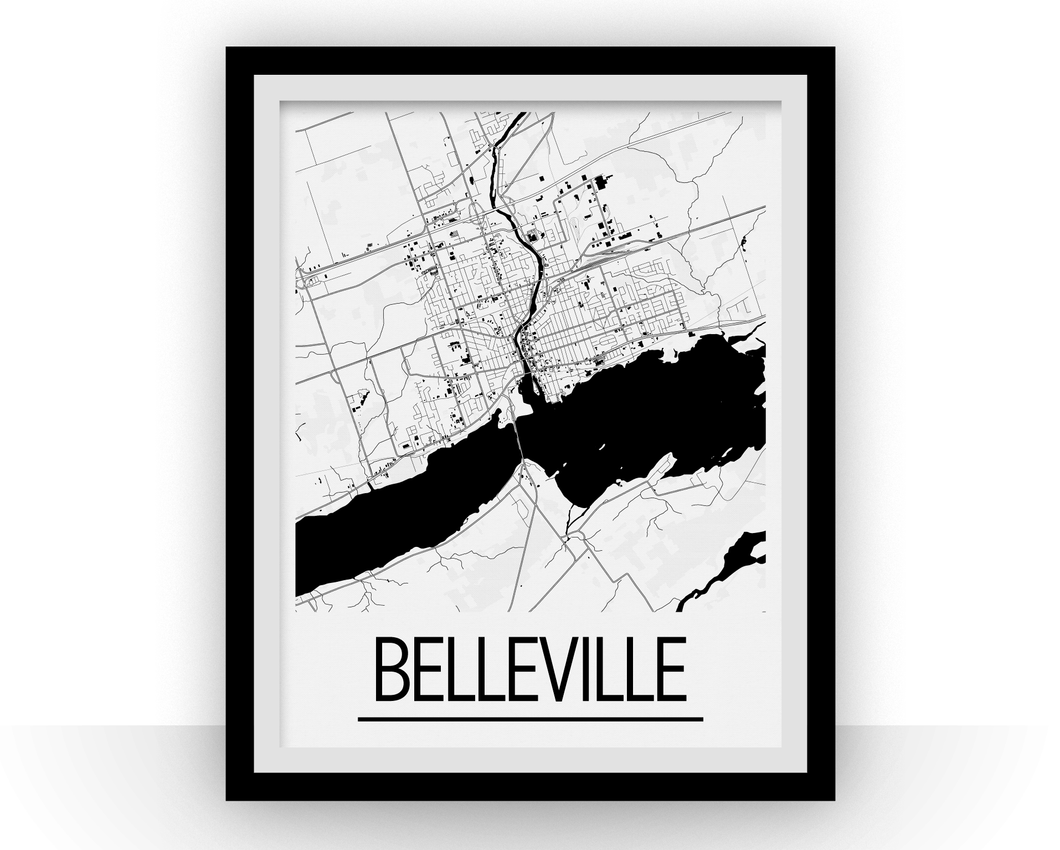 Belleville Ontario Map Poster - Ontario Map Print - Art Deco Series