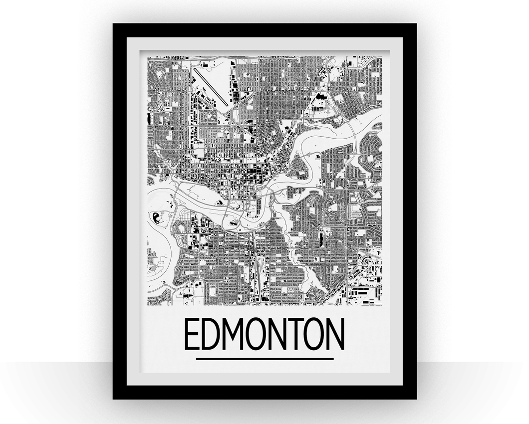 Edmonton Map Poster - Alberta Map Print - Art Deco Series