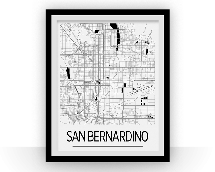 San Bernardino Map Poster - usa Map Print - Art Deco Series