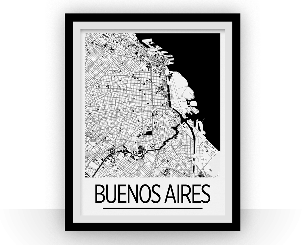 Buenos Aires Map Poster - argentina Map Print - Art Deco Series