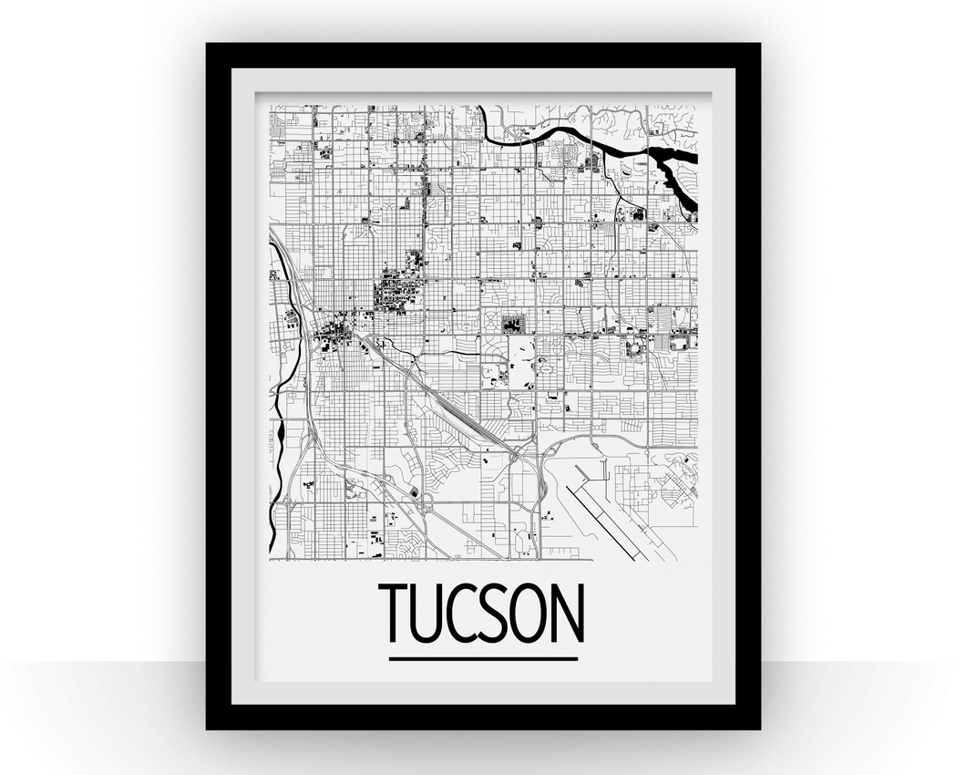 Tucson Map Poster - usa Map Print - Art Deco Series
