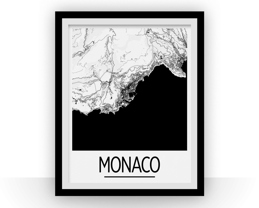 Monaco Map Poster - monaco Map Print - Art Deco Series