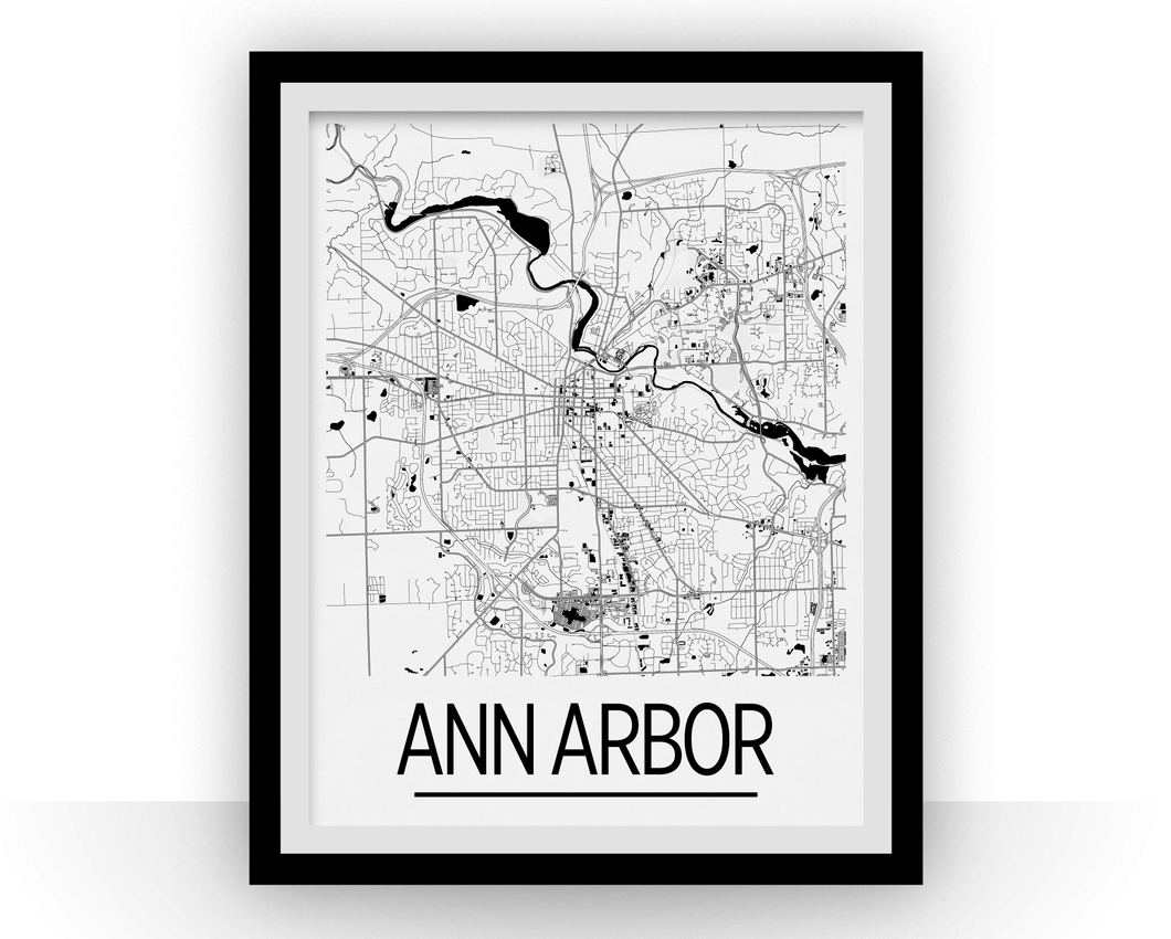 Ann Arbor Map Poster - Michigan Map Print - Art Deco Series