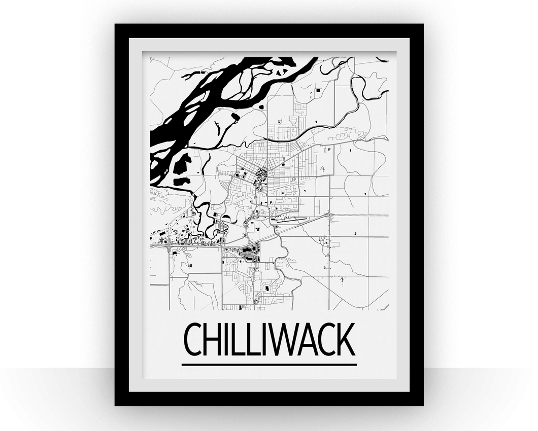 Affiche cartographique de Chilliwack British Columbia - Style Art Déco