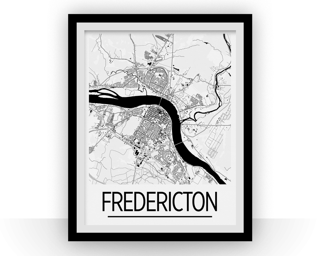 Fredericton Map Poster - New Brunswick Map Print - Art Deco Series