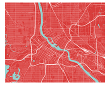 Load image into Gallery viewer, Minneapolis Map Print - Choose your color
