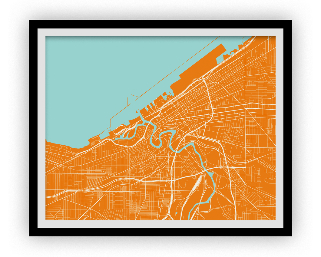 Cleveland Map Print - Choose your color