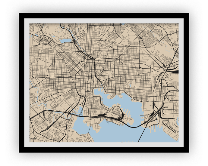 Baltimore Map Print - Choose your color