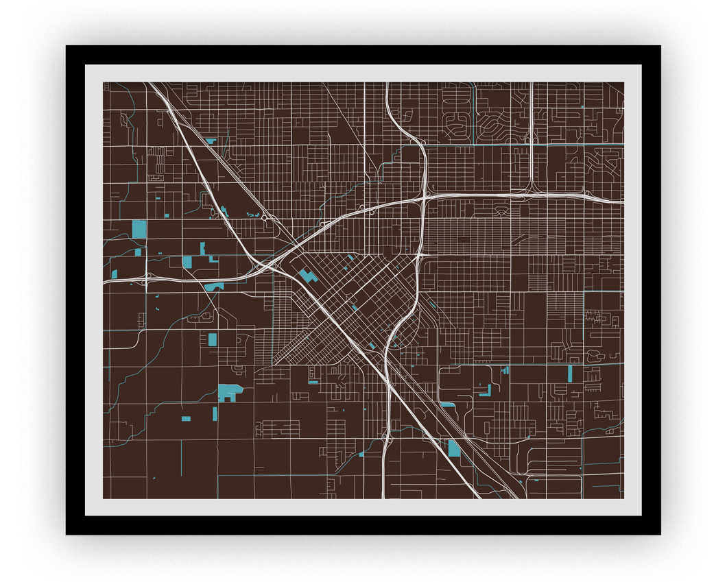 Fresno Map Print - Choose your color